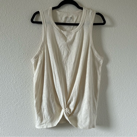 Time and Tru Women’s Twist Front Tank XXL Light Cream Casual Stretchy Summer - Picture 1 of 7